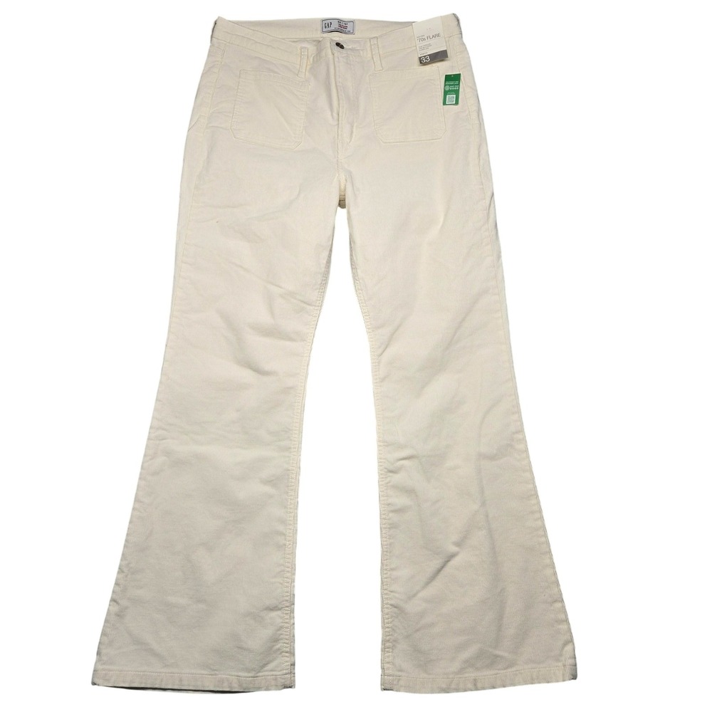 GAP Pants Womens 16R 33 White 70s Flare High Rise Corduroy Stretch Pockets